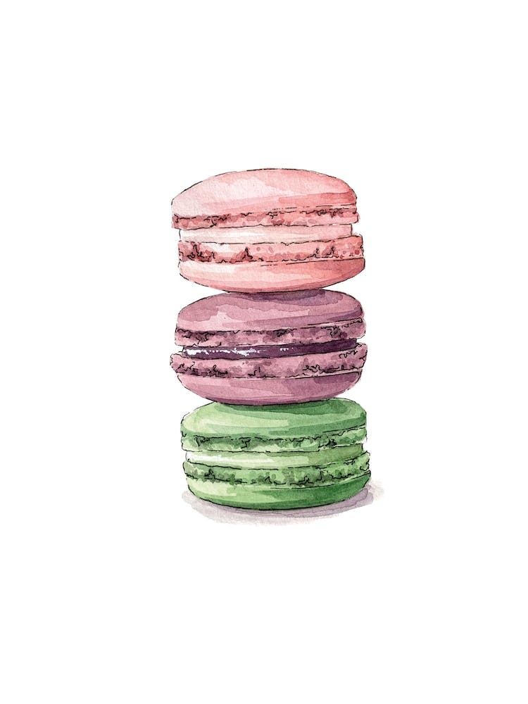 Macaron Tower Watercolor Painting