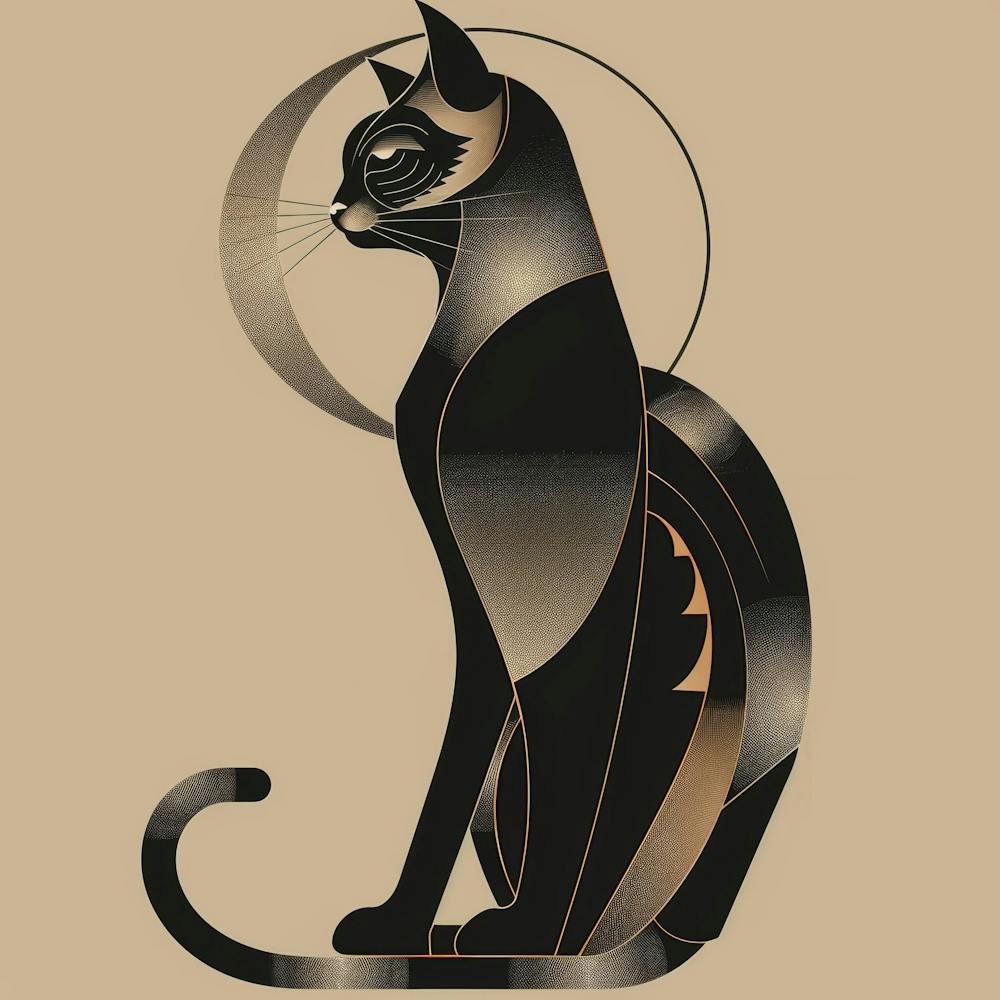 Cat With Crescent Moon