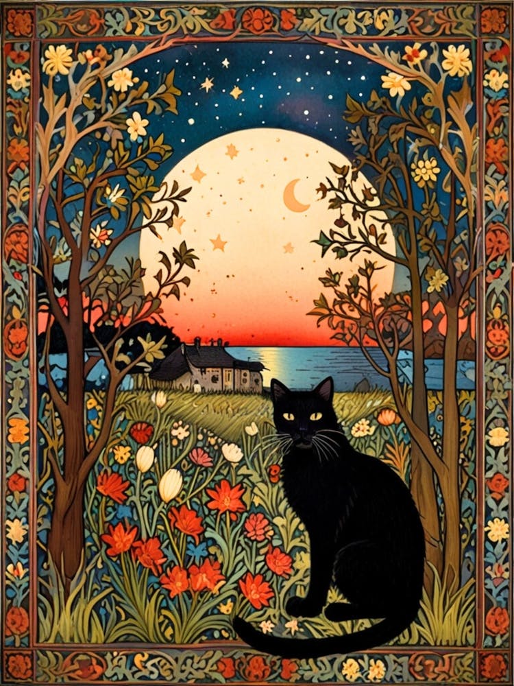 William Morris Cat In The Moonlight 33