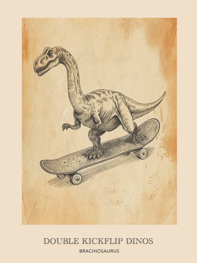 Brachiosaurus Vintage Dinosaur Poster 3