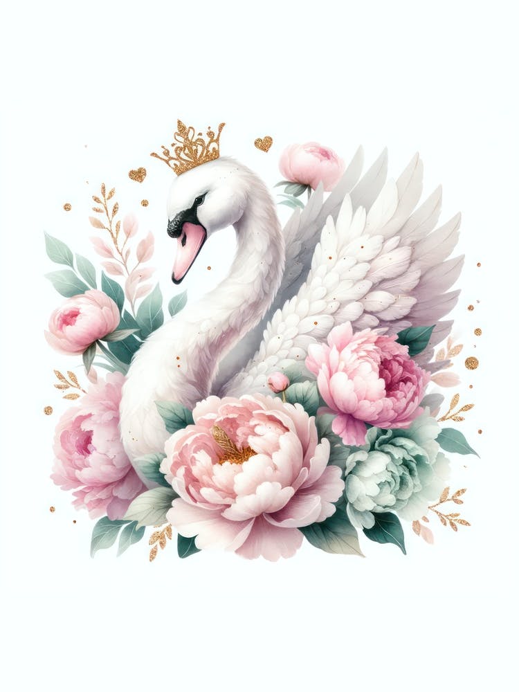 Swan With Flowers