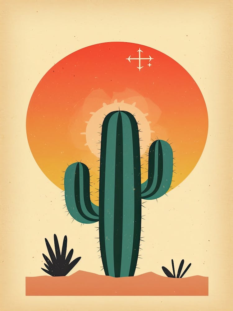 Cactus In The Desert Illustration 3