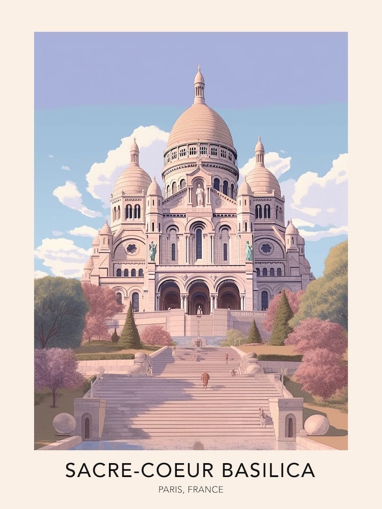 Sacre Coeur Basilica Paris France Travel Poster