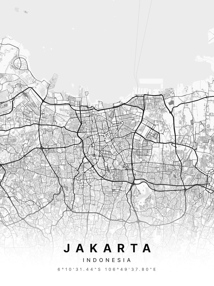 Jakarta Indonesia White Map