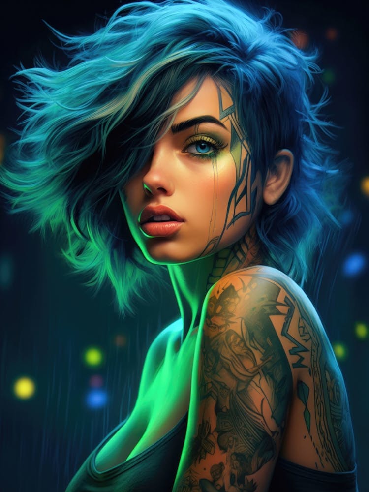 Beautiful Ana de Armas Cyberpunk Girl