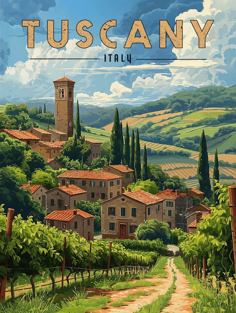 Vintage Tuscany Travel Poster