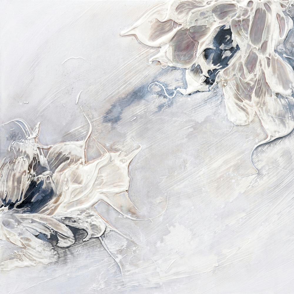 Peinture florale neutre carrée