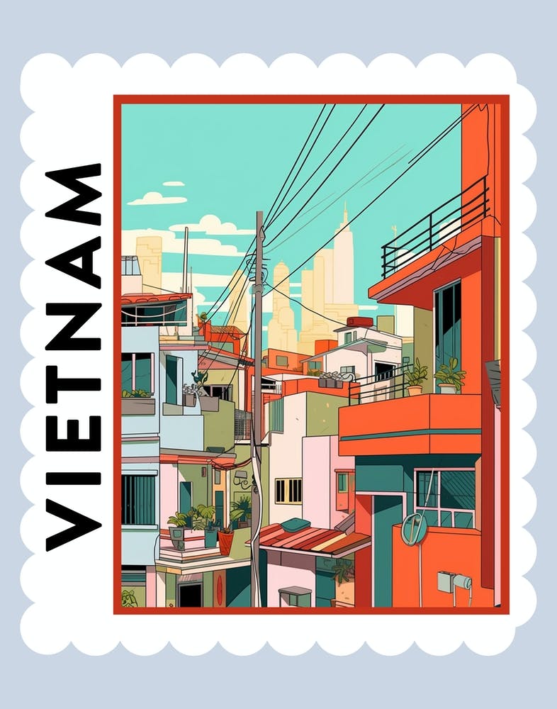 Vietnam 2 Travel Stamp Poster
