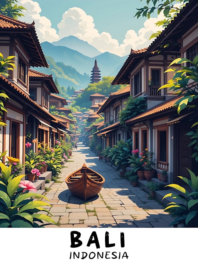 Bali Indonesia Vintage Travel Poster 10
