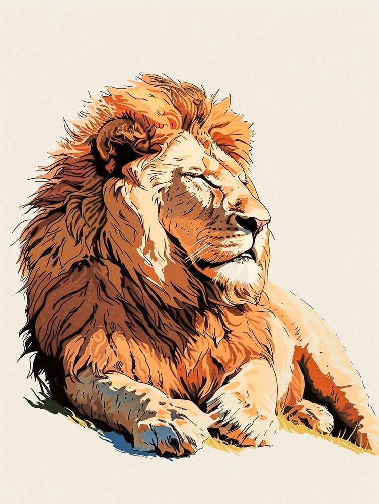 Barbary Lion Resting In The Sun Clipart 3
