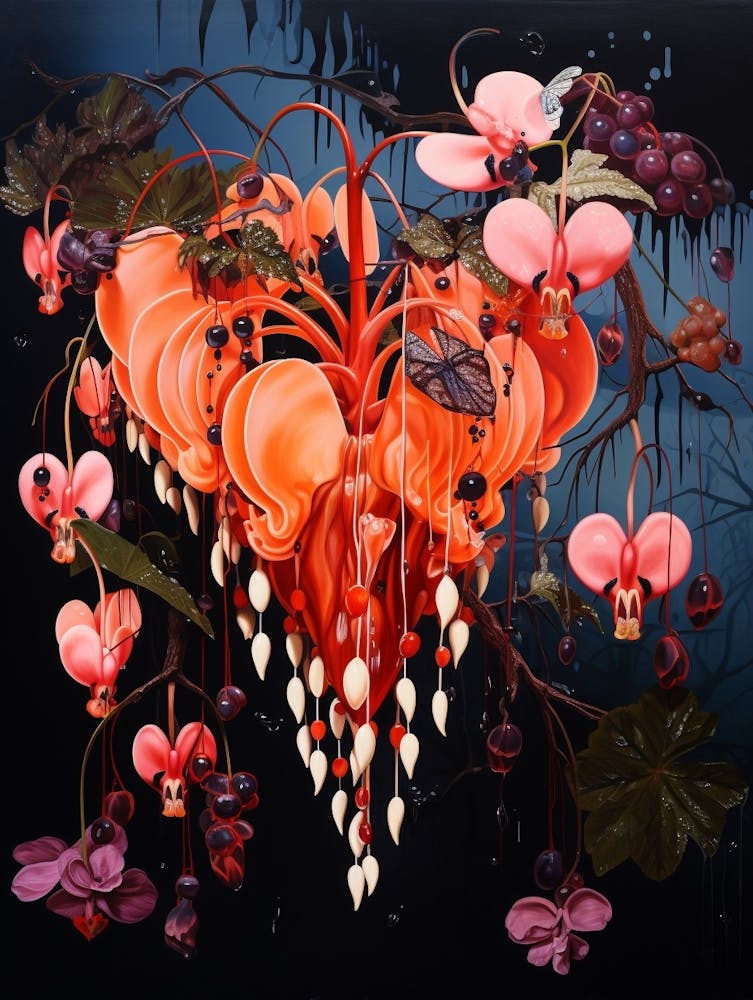 Surreal Florals Bleeding Heart Dicentra 1 Flower Painting