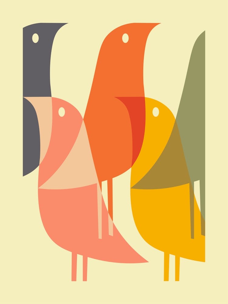 Bird Print Geometric Art Pop Culture Print Mid Century Modern Retro Print Gift Minimalist Art Mid Century Print