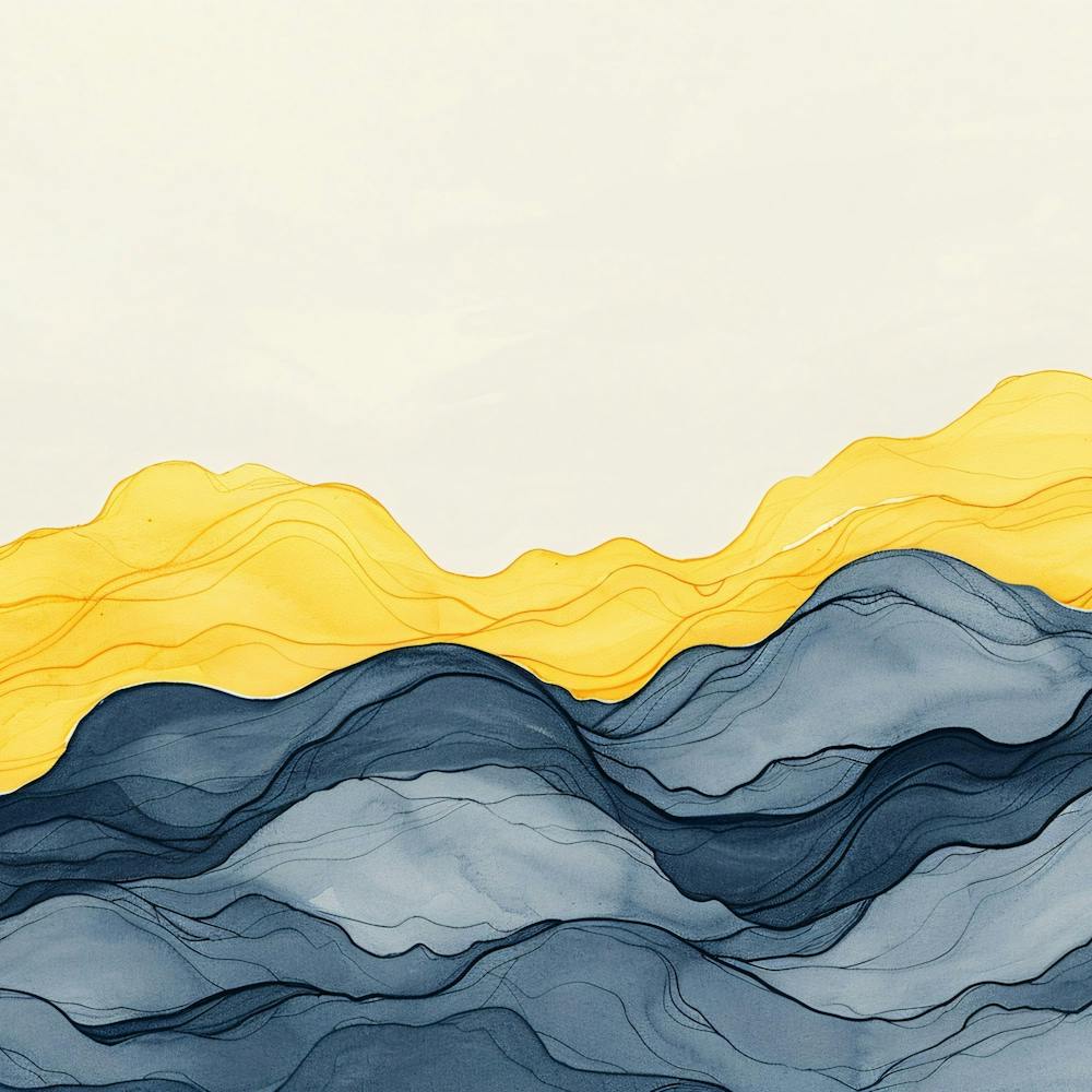 Blau und Gelb Aquarellgemälde