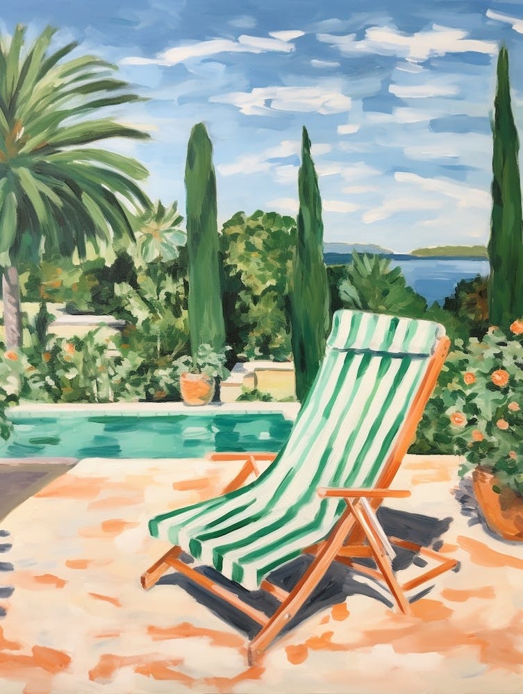 Sun Lounger By The Pool In Ibiza Spain