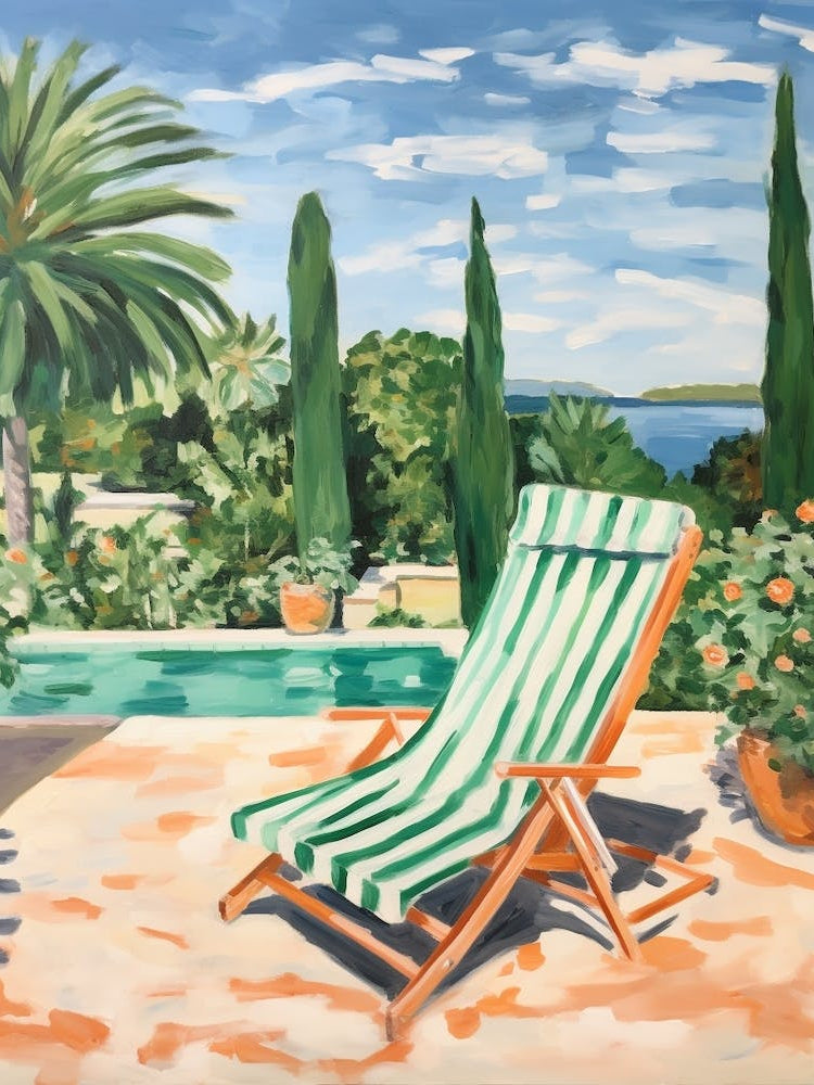 Sun Lounger By The Pool In Ibiza Spain