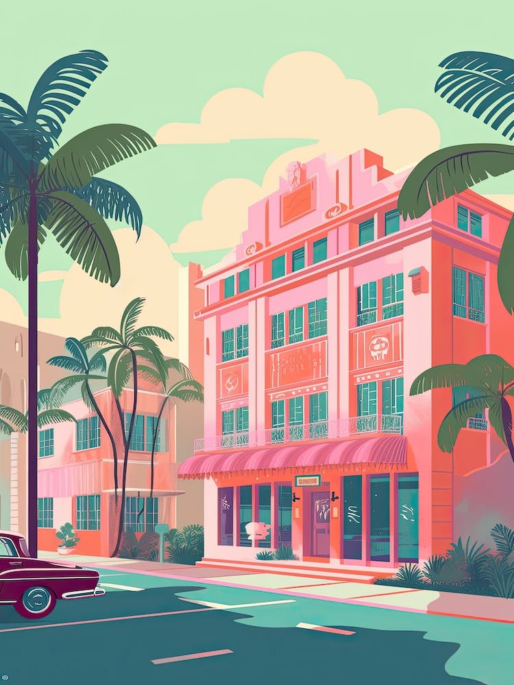 Miami Florida Usa Travel Illustration 3