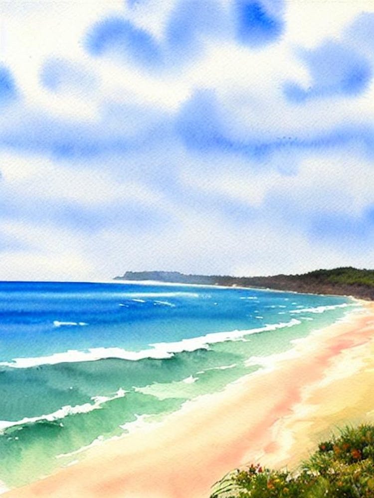 Fingal Head Beach, Australia Watercolour