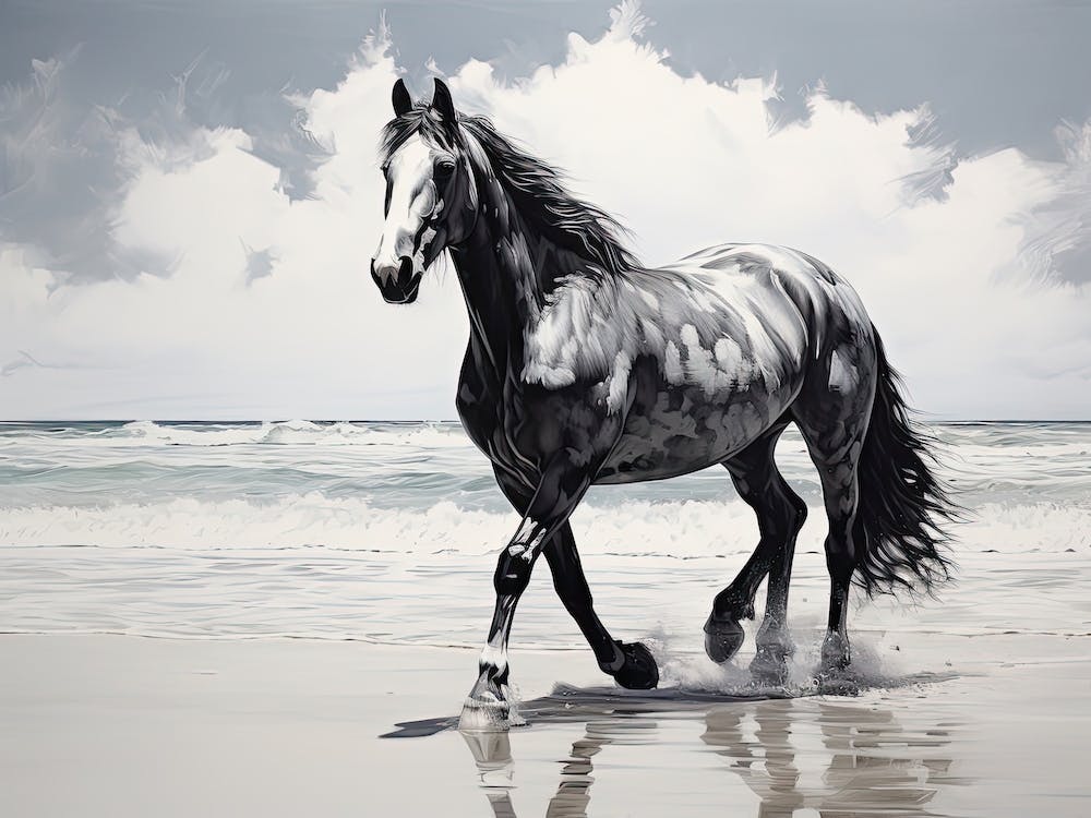 A Horse Oil Painting In Maldives Beaches, Maldives, Landscape 4