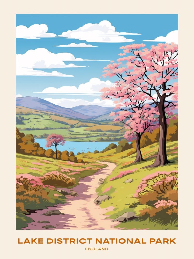 Lake District National Park England Hike Poster