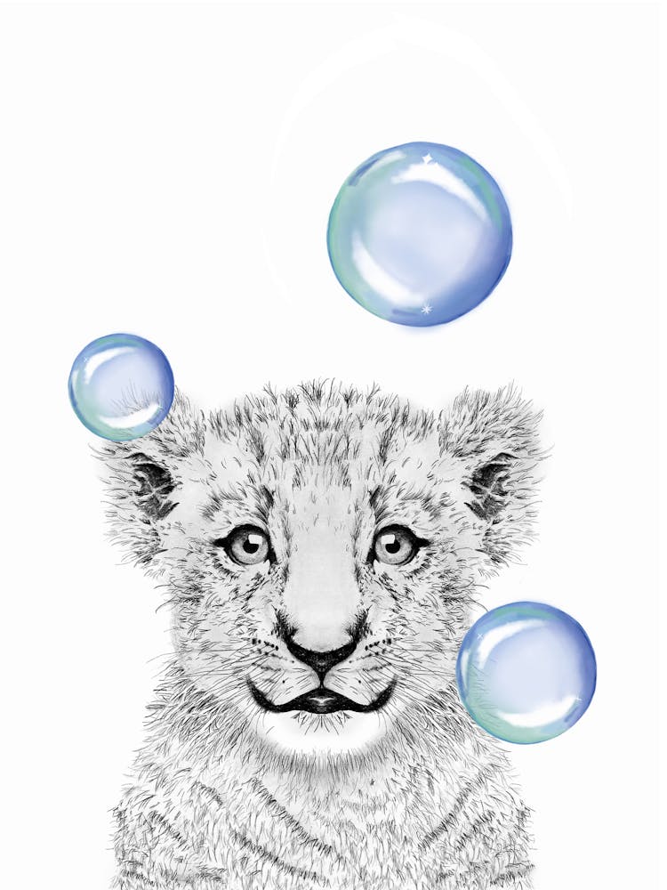 Lion Cub With Bubbles kids baby