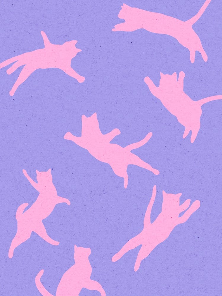 Flying Pink Cats Matisse Cutout