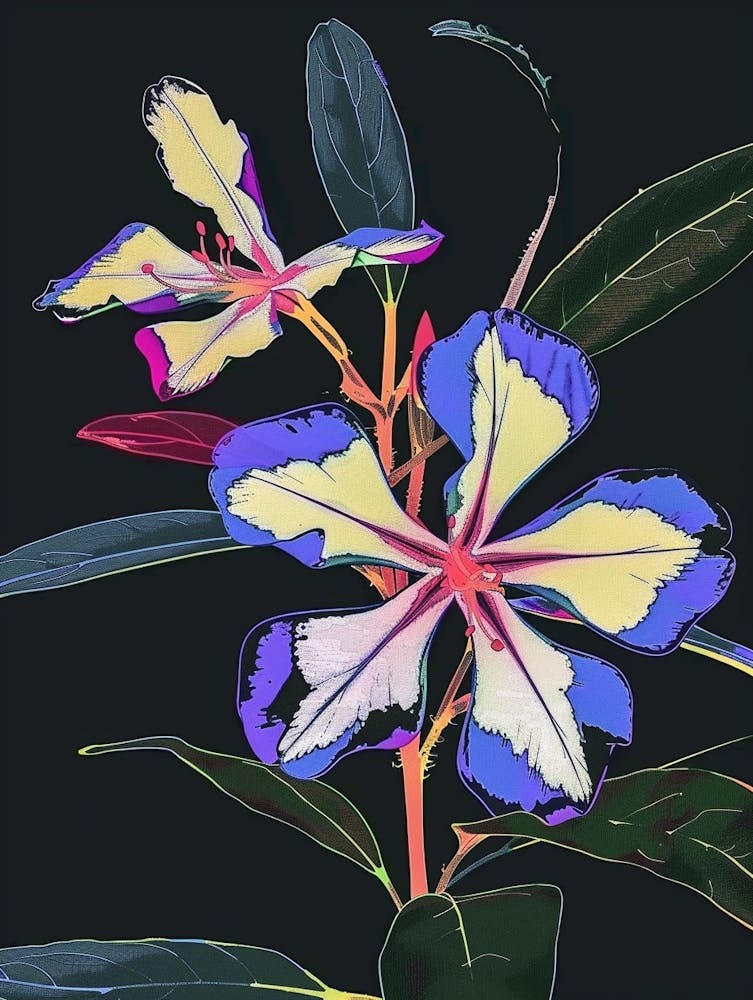 Fleurs Néon sur Pervenche Noire 1