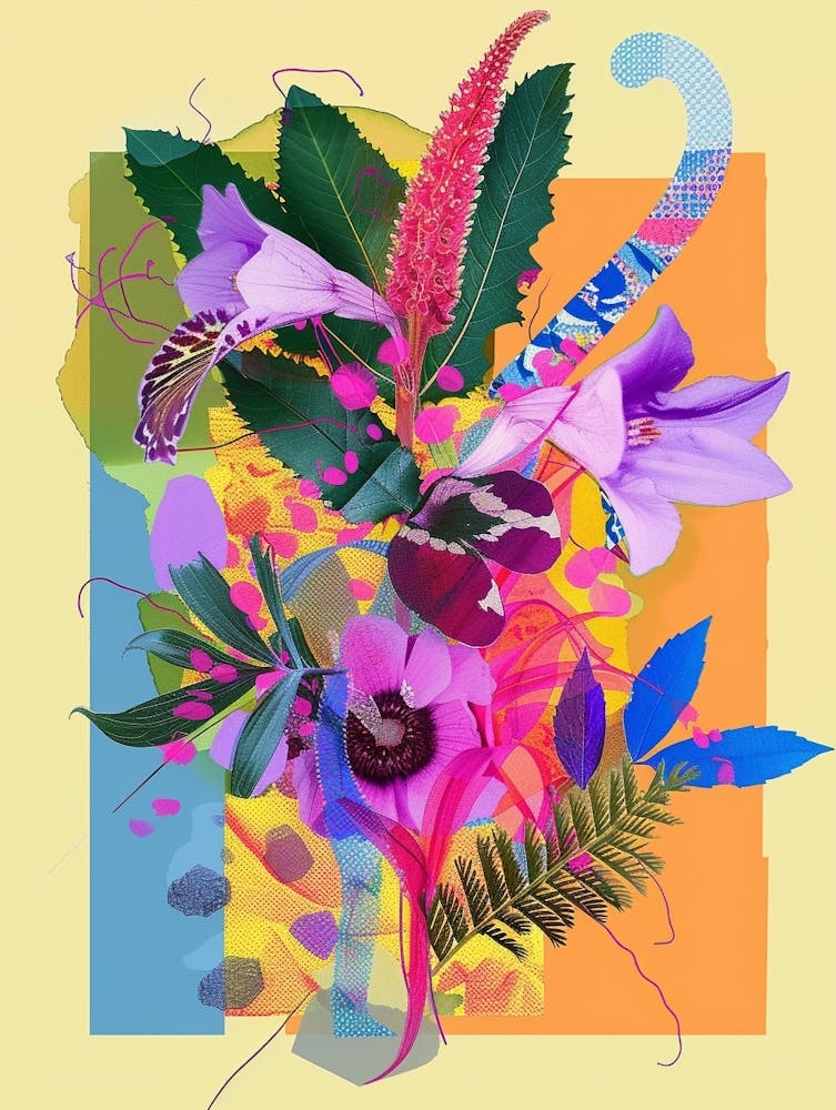 Veronica 2 Neon Flower Collage