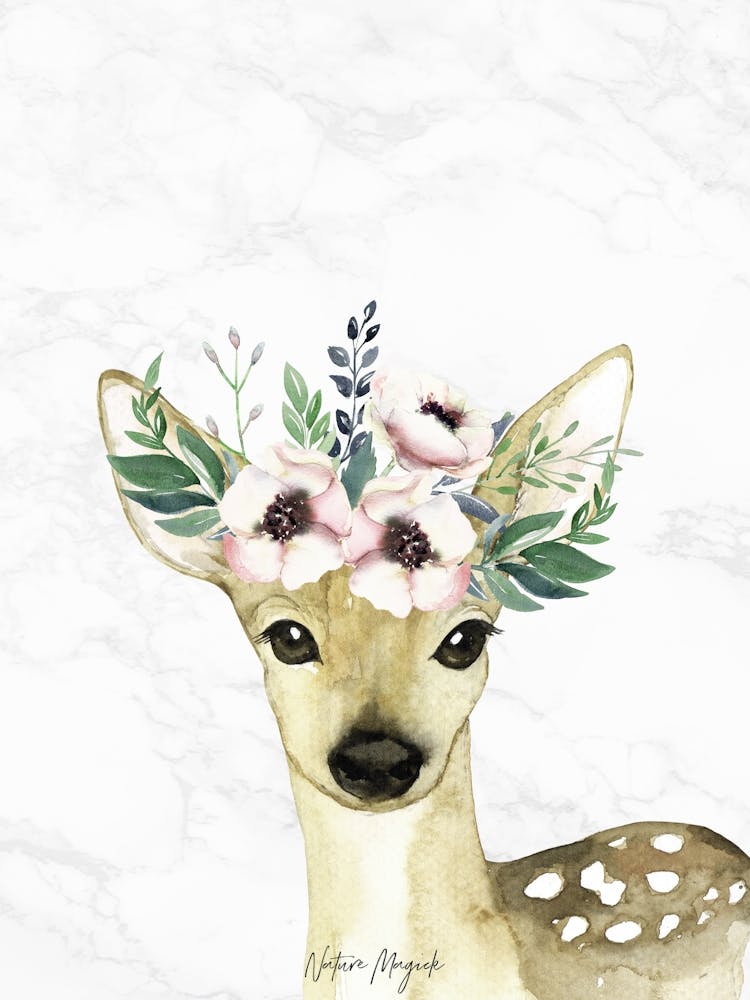 Fawn Watercolor Painting - Nursery Prints