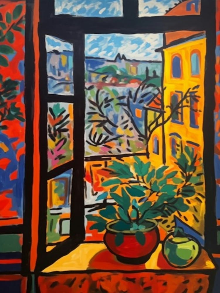 Window View Of London In The Style Of Fauvist 4