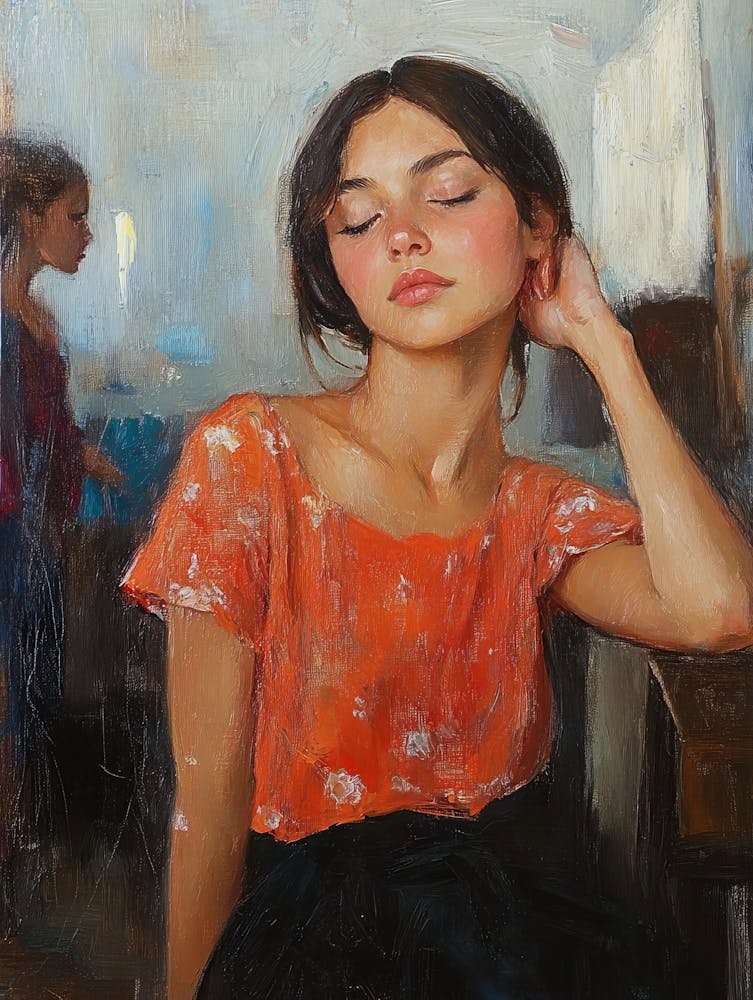Girl In An Orange Top