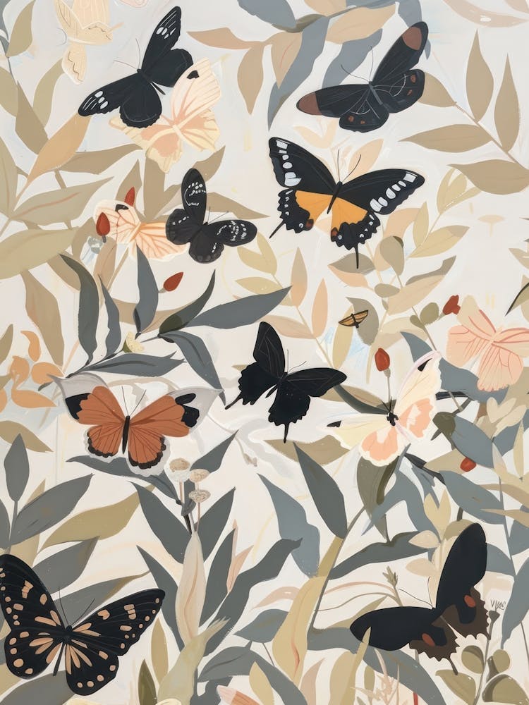 Butterflies Pastels Jungle Illustration 2