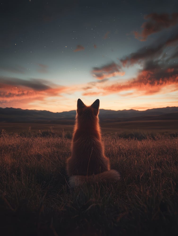 Fox At Sunset. Generated AI.