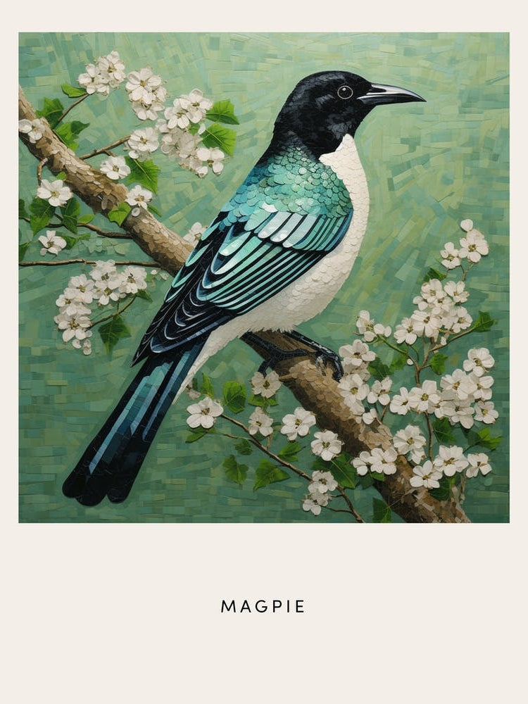 Ohara Koson Inspired Bird Painting Magpie 5 Poster