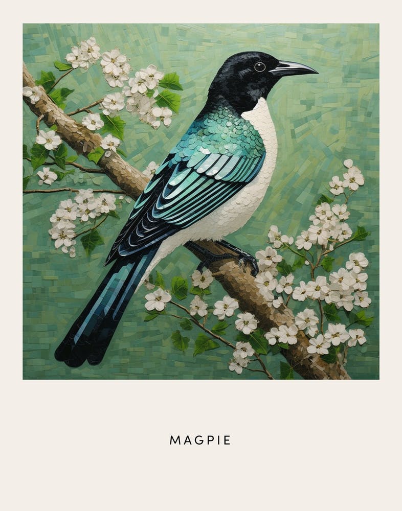 Ohara Koson Inspired Bird Painting Magpie 5 Poster