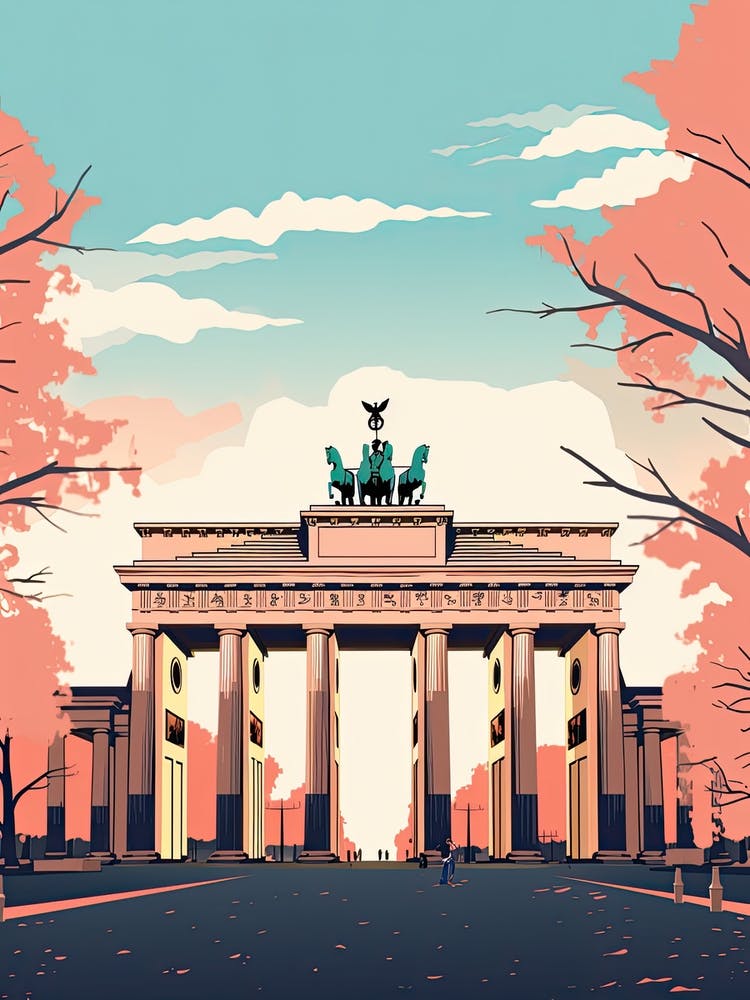 The Brandenburg Gate   Berlin, Germany   Cute Botanical Illustration Travel 2
