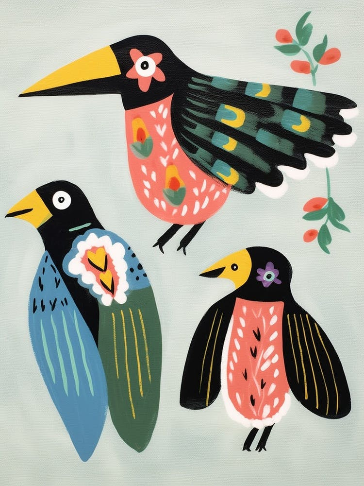 Folk Style Bird Painting Baldpate 1