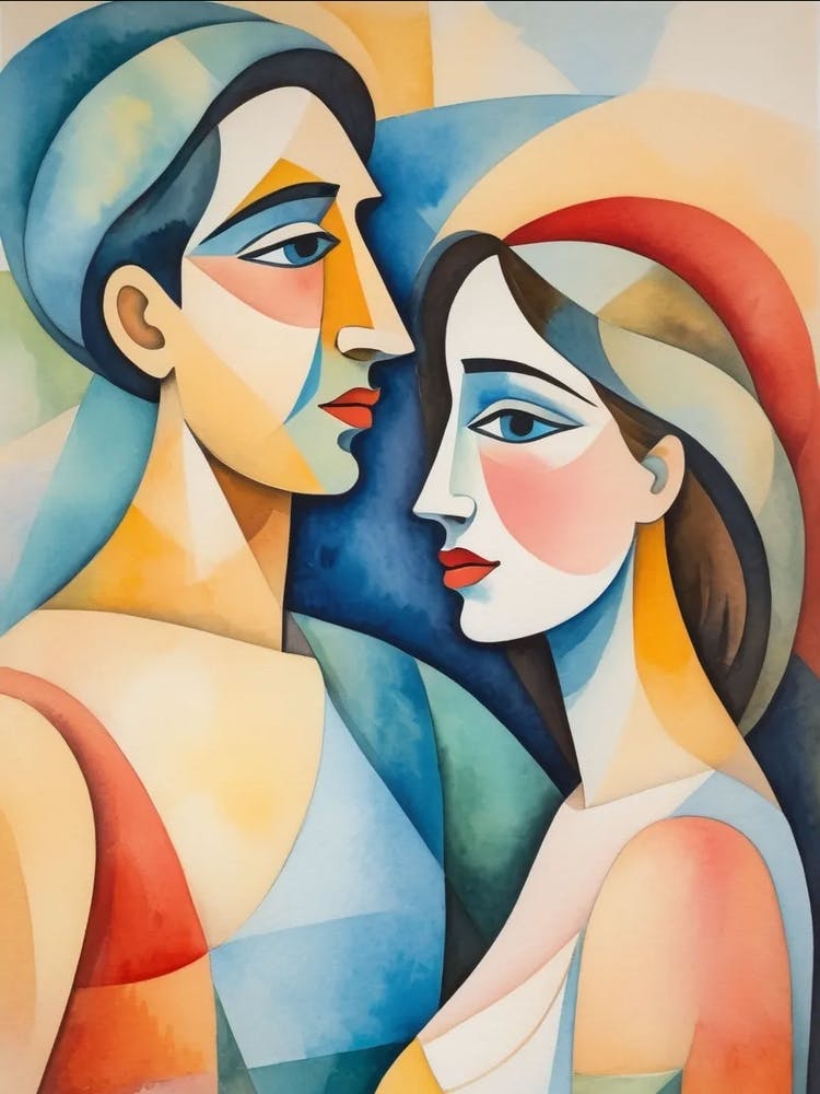 Man And Woman Watercolor Painting