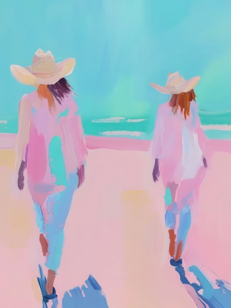 Two Women Walking On The Beach