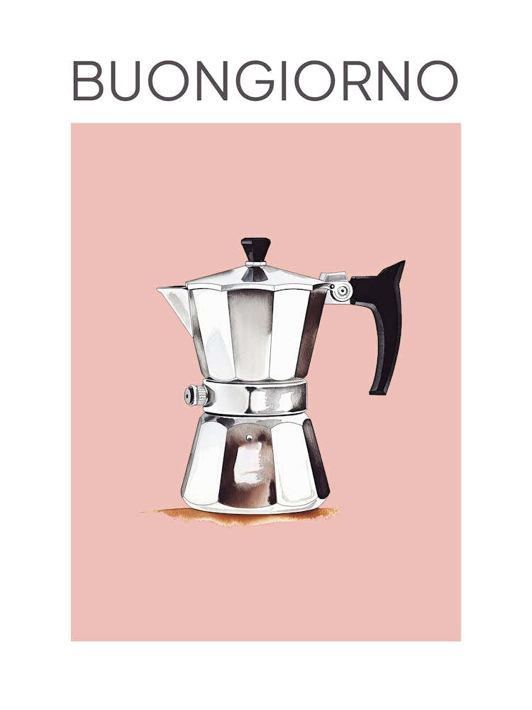 Pink Moka Espresso Italian Coffee Maker Buongiorno