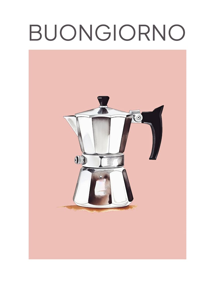 Pink Moka Espresso Italian Coffee Maker Buongiorno