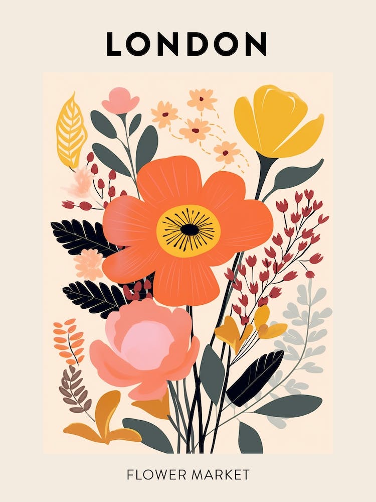 Flower Market Poster London United Kingdom