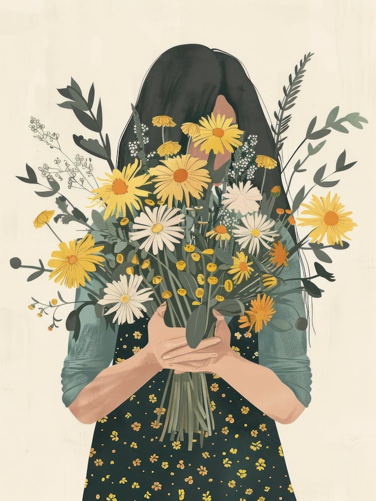 Spring Girl With Yellow Flowers 6