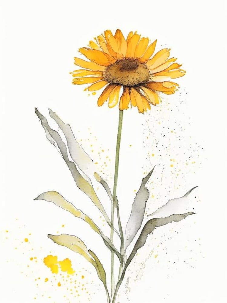 Calendula Herb Minimalist Watercolour