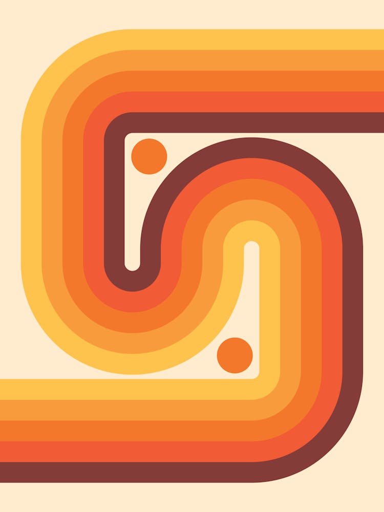 Geometric Rainbow Midcentury Modern Pattern I in retro yellow gold theme