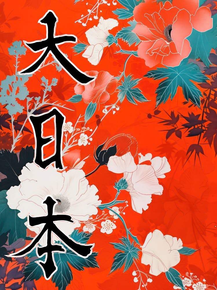 Hokusai Great Japan Poster Japanese Floral  1