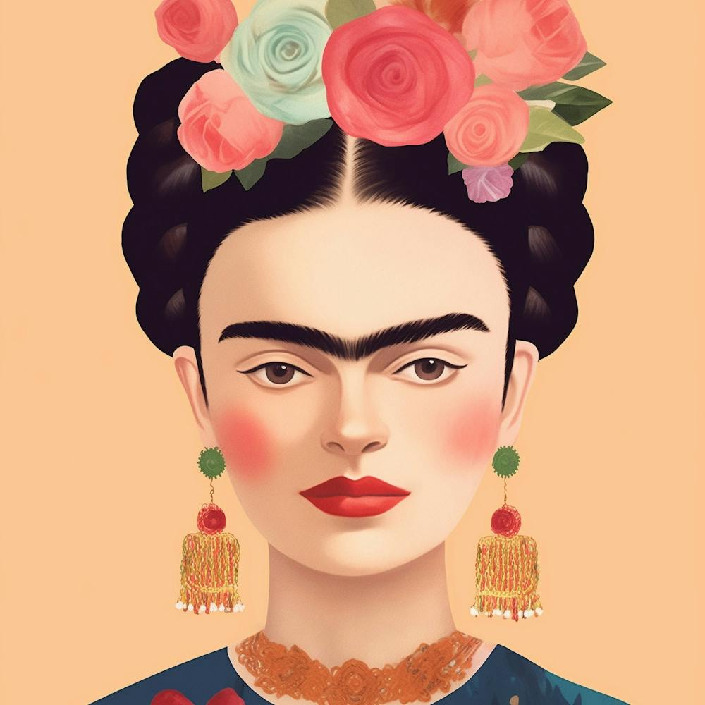 Frida Kahlo Florale Illustration Malerei, minimalistische Pastell Malerei