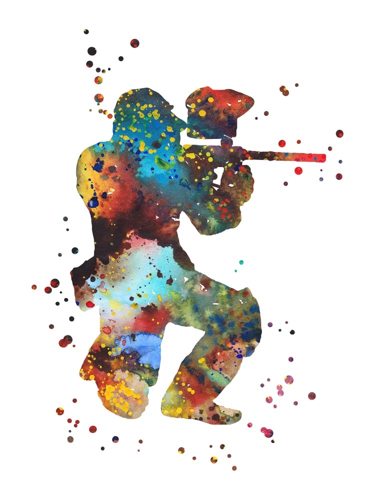Paintball Player Watercolor 2