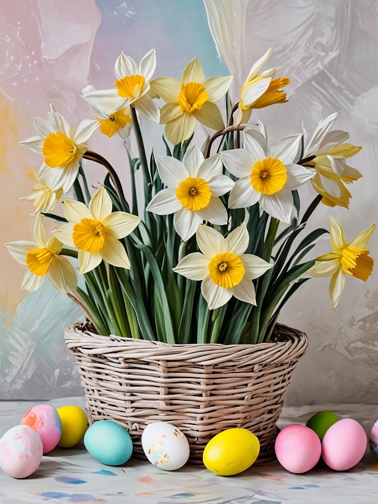 Daffodils And Easter Eggs no3