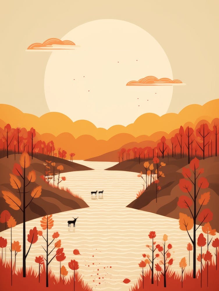 Autumn , Fall, Landscape, Inspired By National Park in the USA, Lake, Great Lakes, Boho, Beach, Minimalist Canvas Print, Travel Poster, Autumn Decor, Fall Decor 9