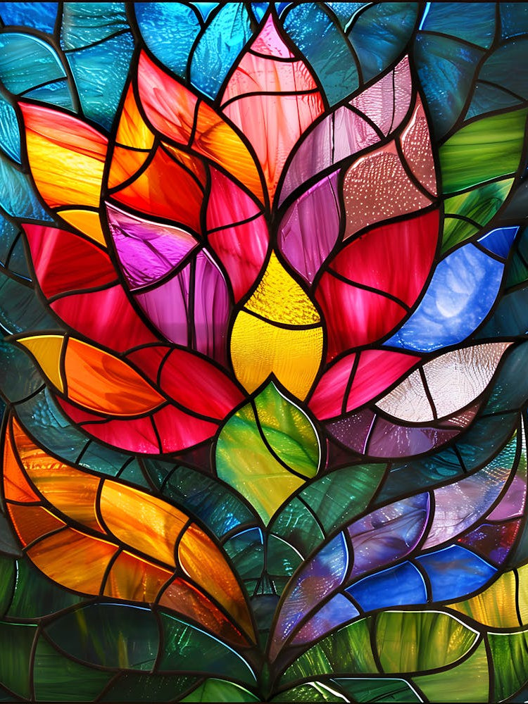 Colorful Stained Glass Flowers